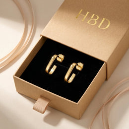 Square J Hoop Earrings in Gold or Silver – Minimalist Stud Hoops