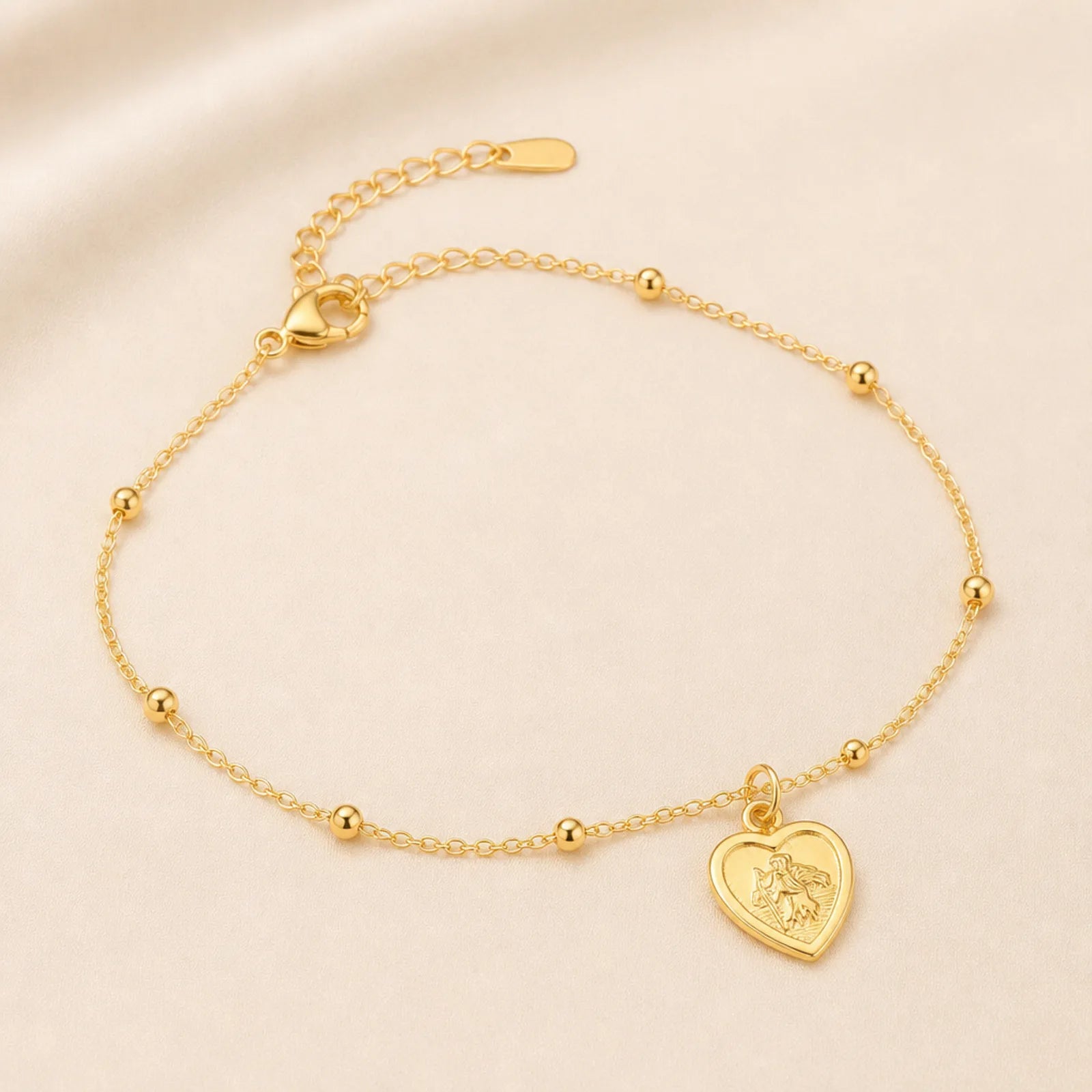 St Christopher Heart Bracelet in 14ct Gold or Sterling Silver
