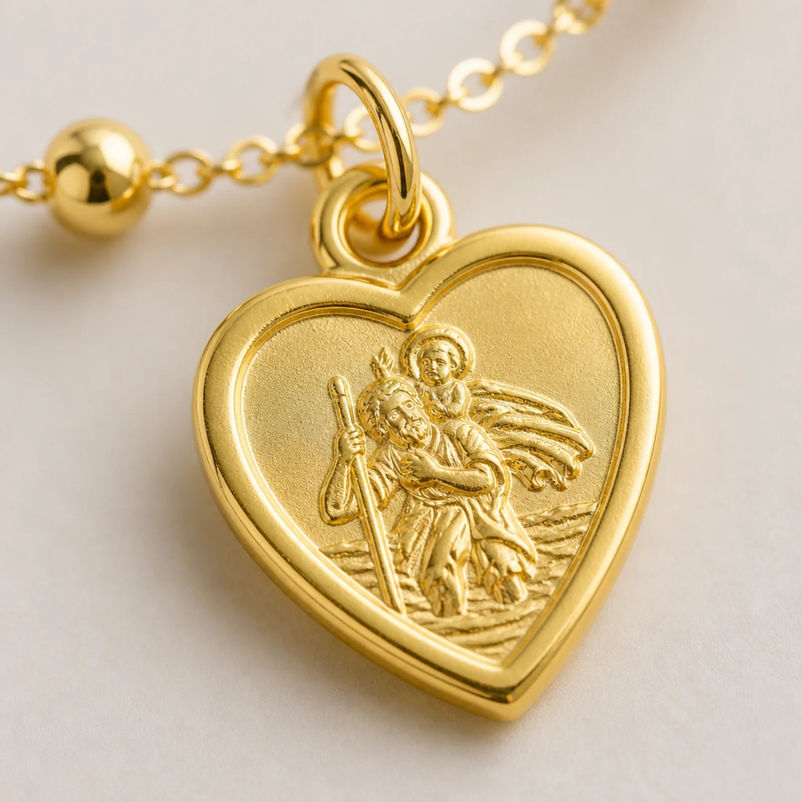 St Christopher Heart Bracelet in 14ct Gold or Sterling Silver