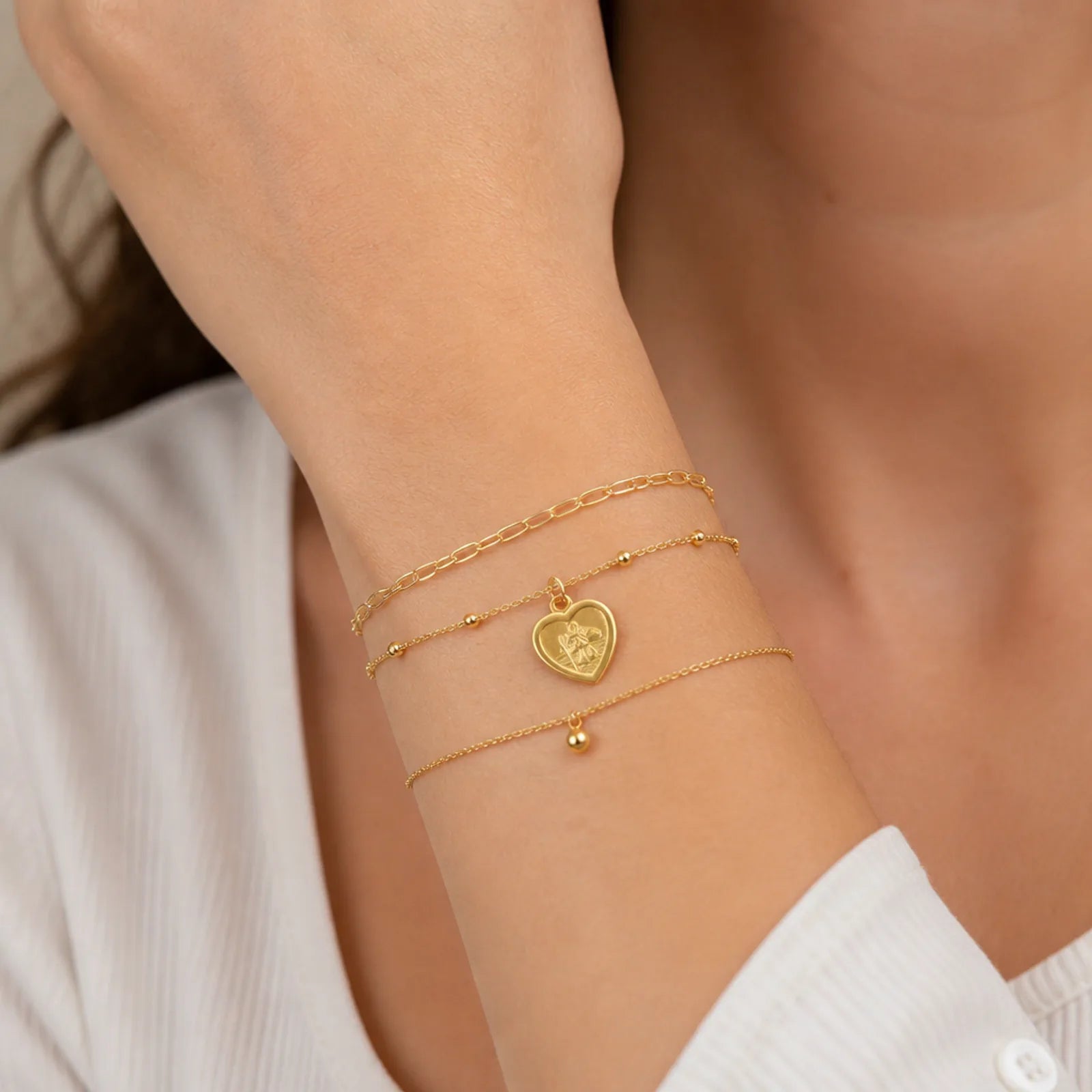St Christopher Heart Bracelet in 14ct Gold or Sterling Silver