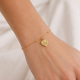 St Christopher Heart Bracelet in 14ct Gold or Sterling Silver