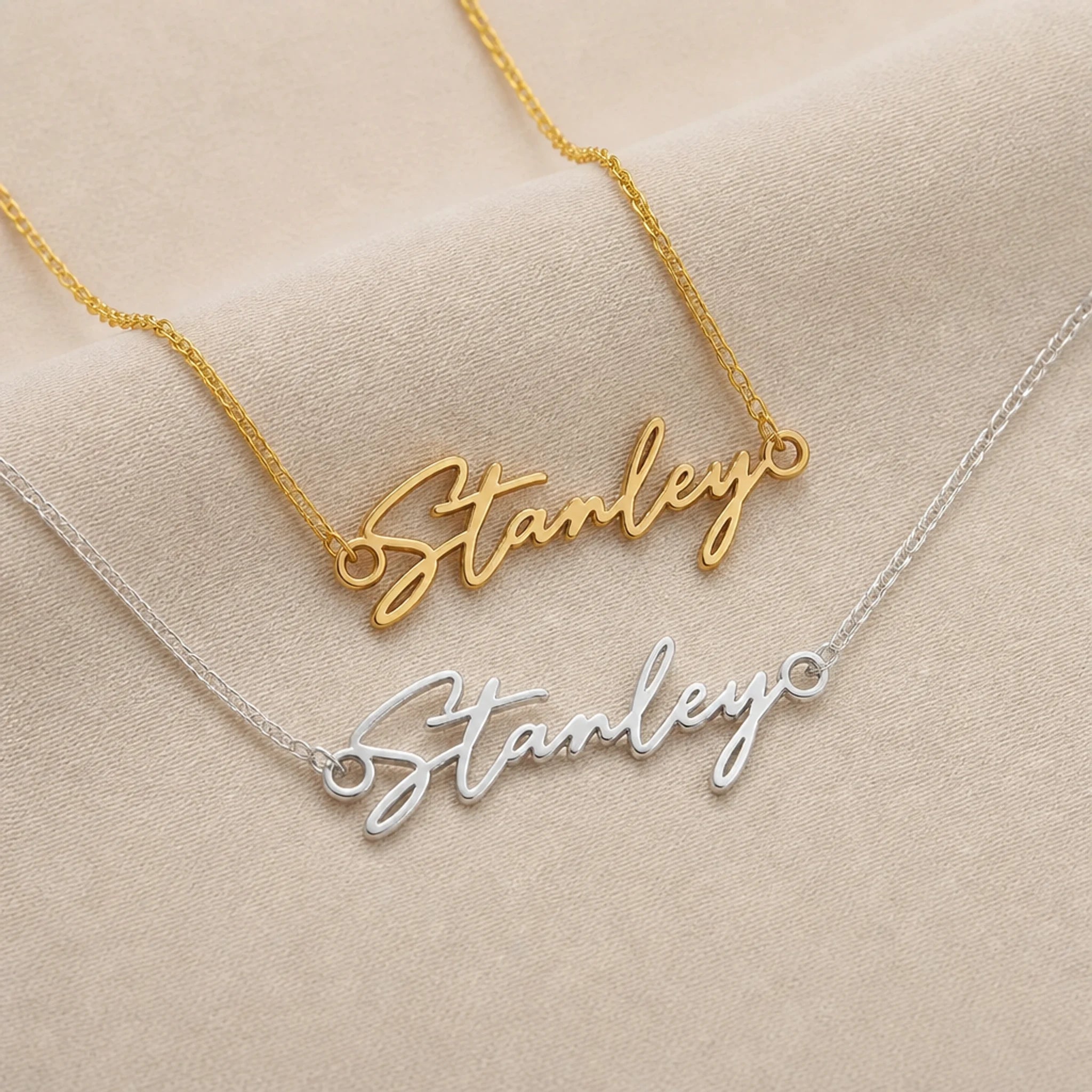 Stanley Name Necklace | 18ct Gold, Silver & Vermeil | Ready to Ship