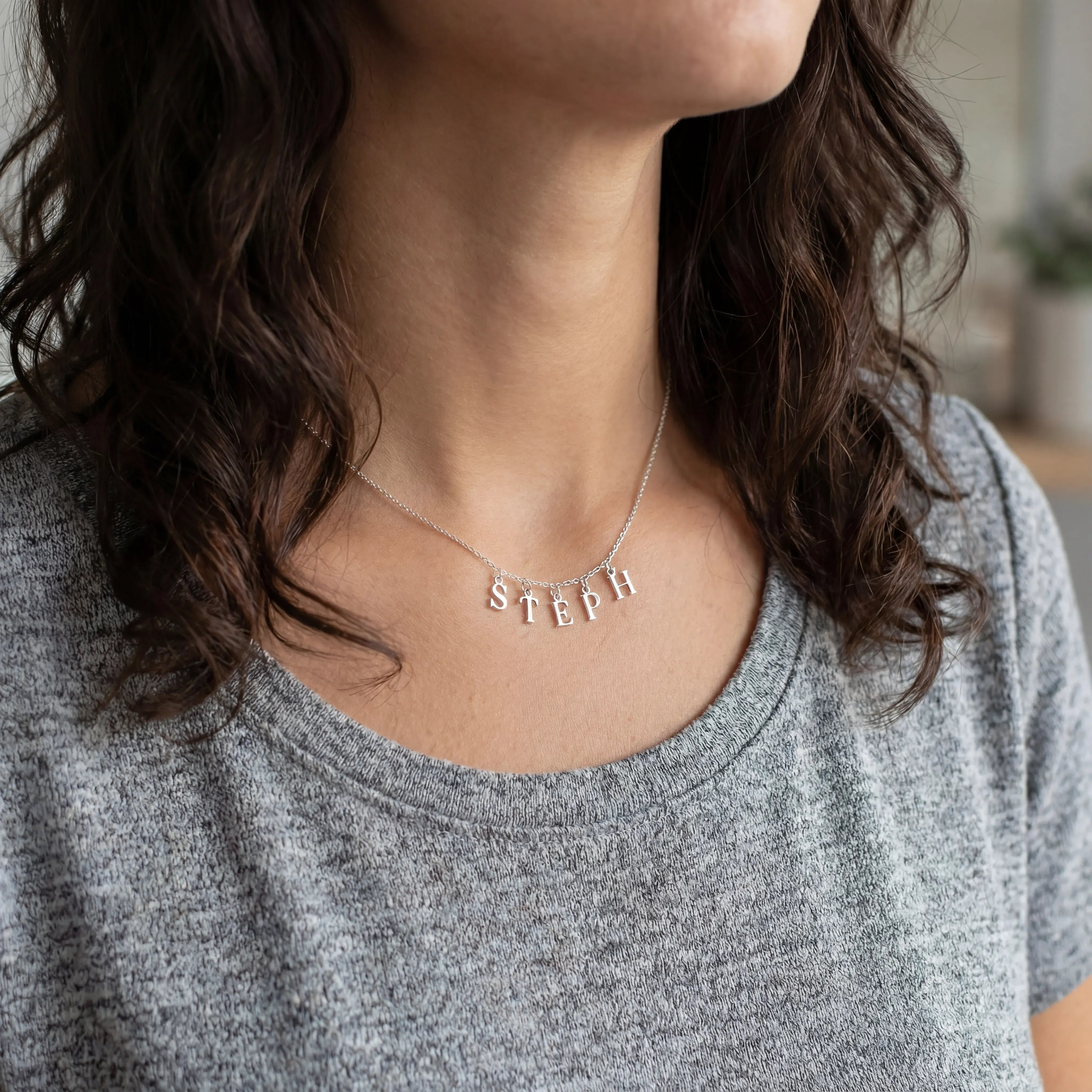 Necklace Sterling Silver / Style 1 / 18" Inches Custom Initial Name Necklace HBD