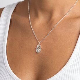 18ct Hamsa Hand Necklace - Choose Between 2 Symbol Designs, 3 Chain Style & 4 Lengths