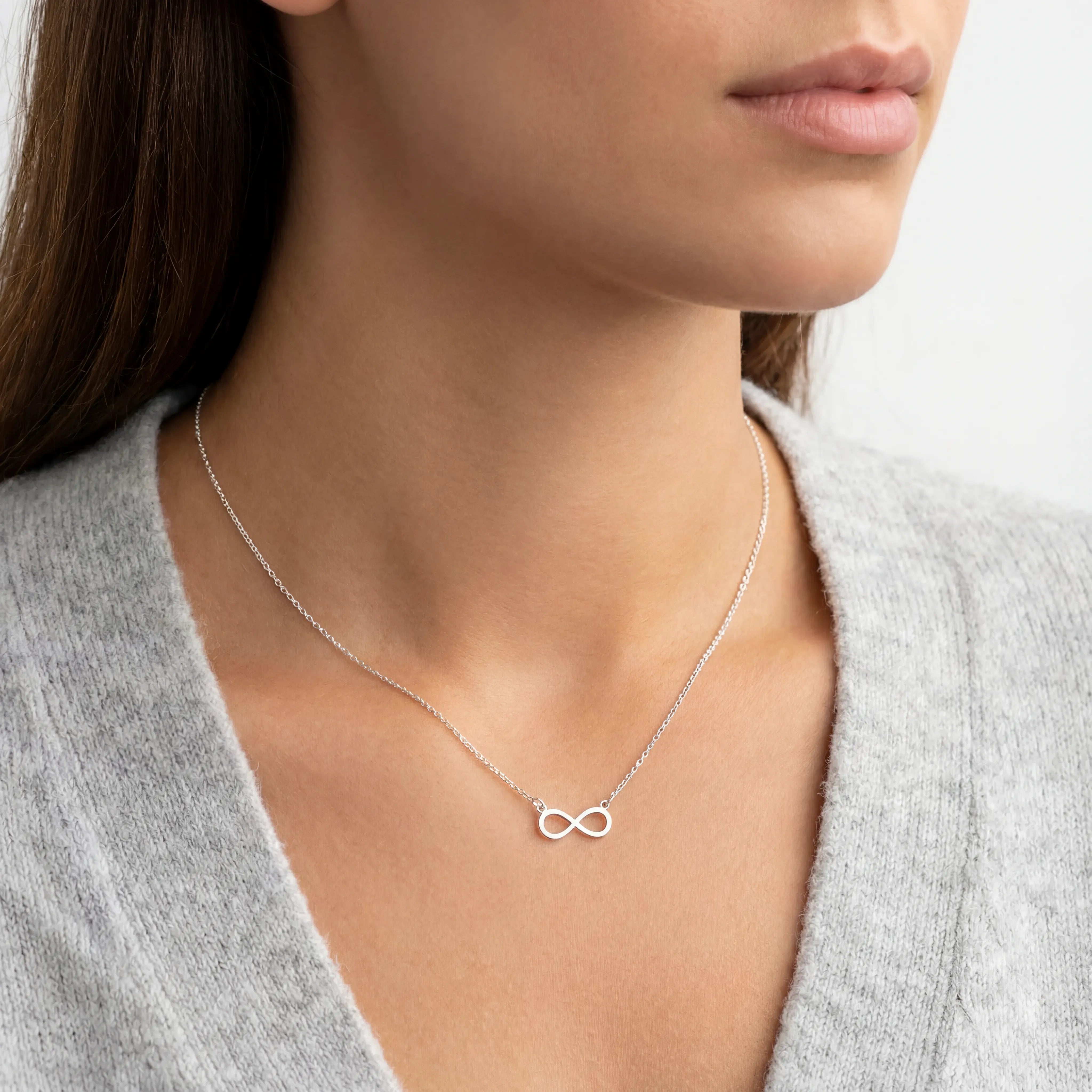 Necklace Sterling Silver / Style 1 / 18" Inches Infinity Necklace HBD