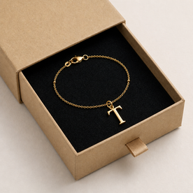 T Bracelet | Initial & Letter T Charm, Gold & Silver