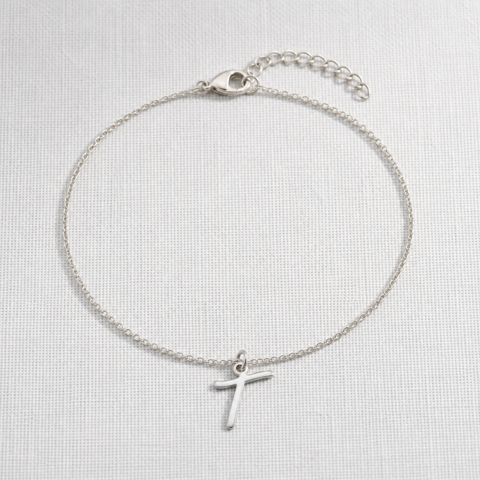 T Bracelet | Initial & Letter T Charm, Gold & Silver