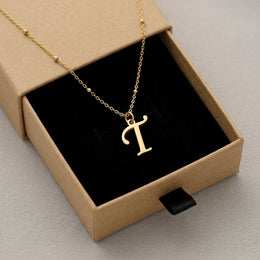 T Necklace | Initial & Letter T Pendant, Gold & Silver