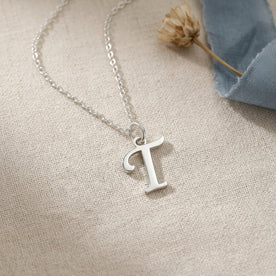T Necklace | Initial & Letter T Pendant, Gold & Silver