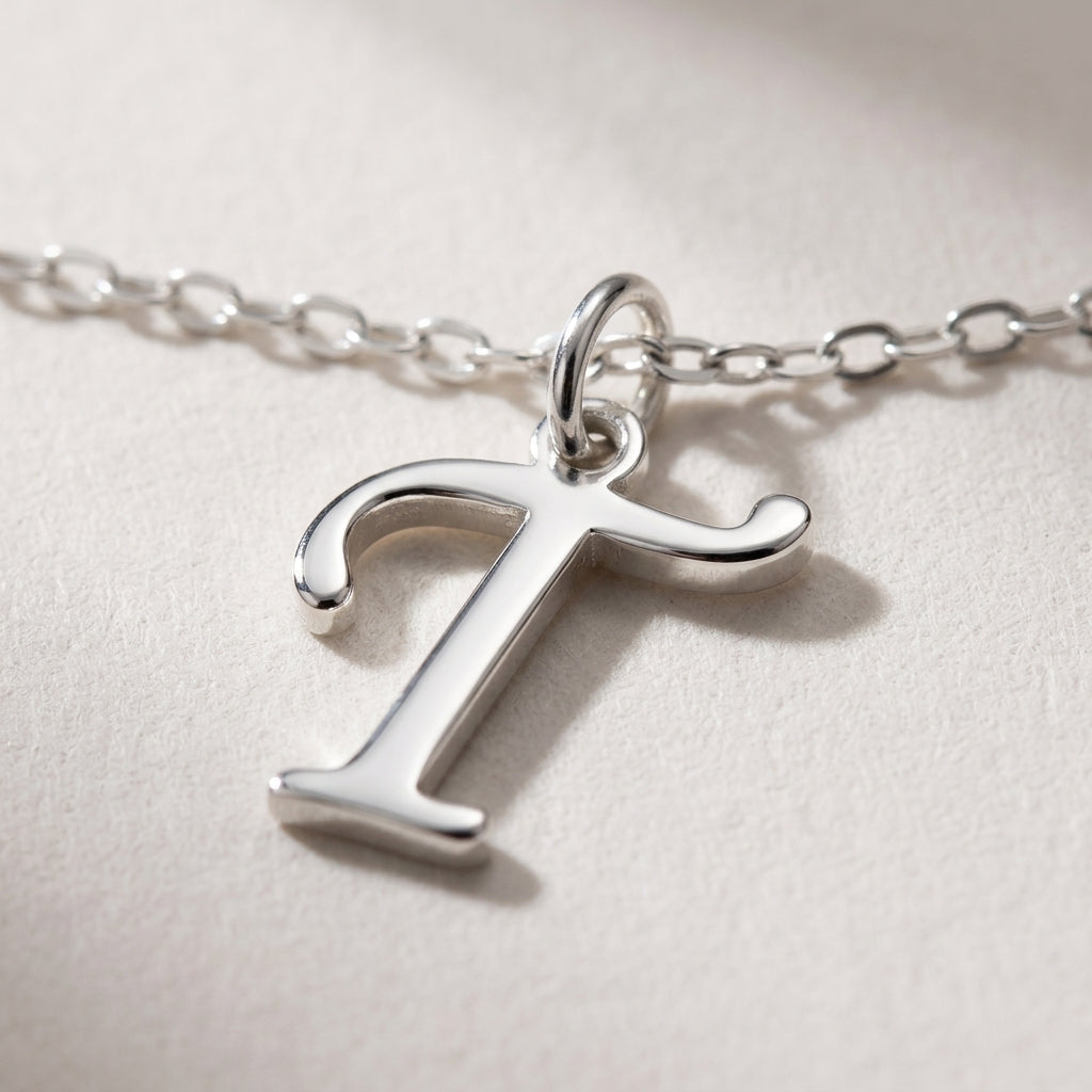 T Necklace | Initial & Letter T Pendant, Gold & Silver