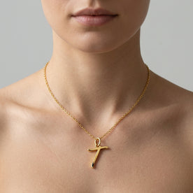 T Necklace | Initial & Letter T Pendant, Gold & Silver