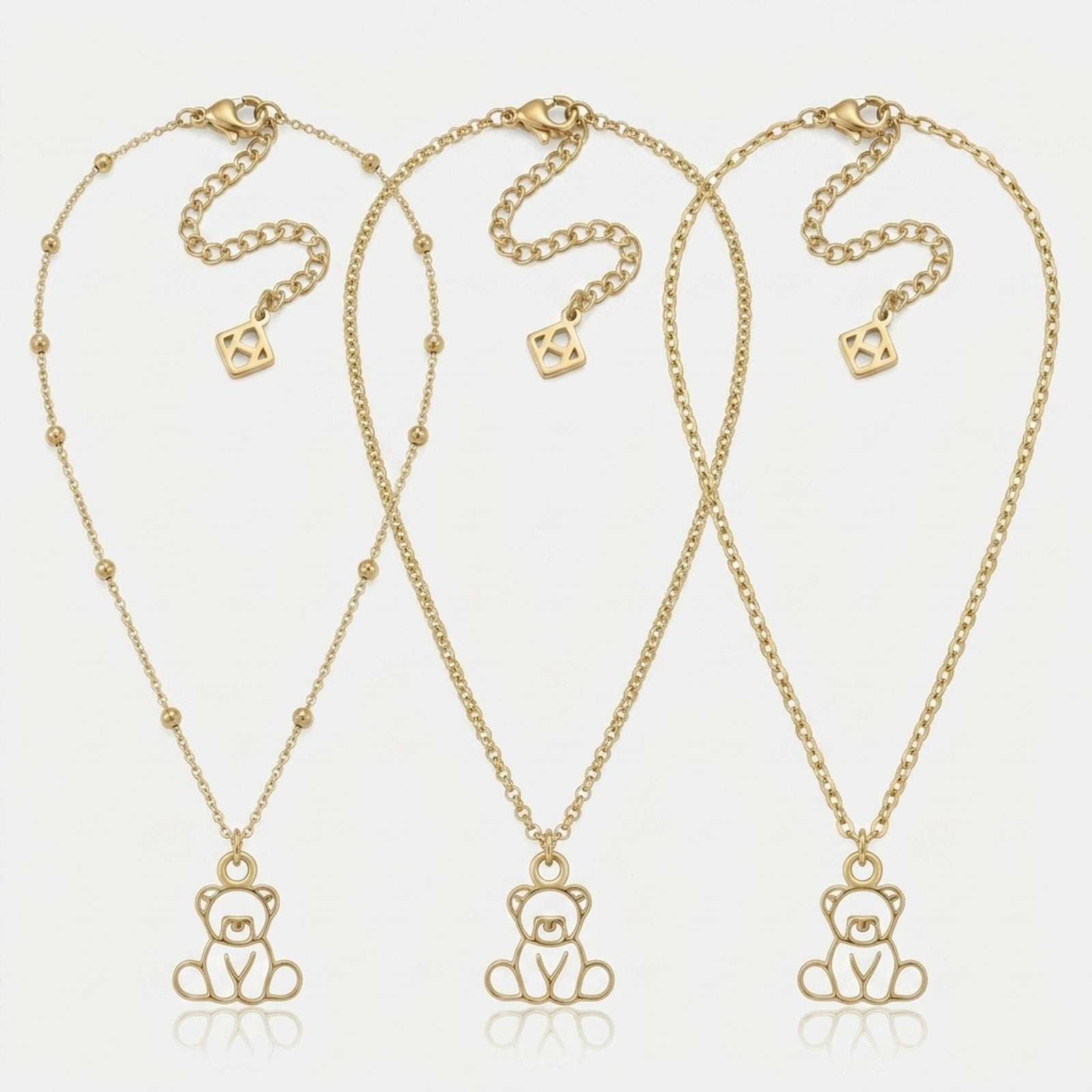 Teddy Bear Charm Necklace & Bracelet