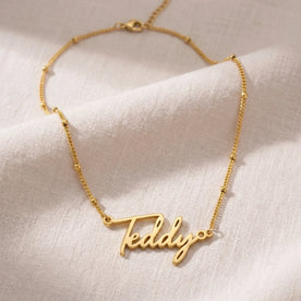 Teddy Name Necklace | 18ct Gold, Silver & Vermeil | Ready to Ship