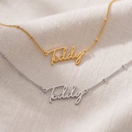 Teddy Name Necklace | 18ct Gold, Silver & Vermeil | Ready to Ship