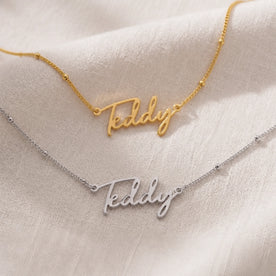 Teddy Name Necklace | 18ct Gold, Silver & Vermeil | Ready to Ship