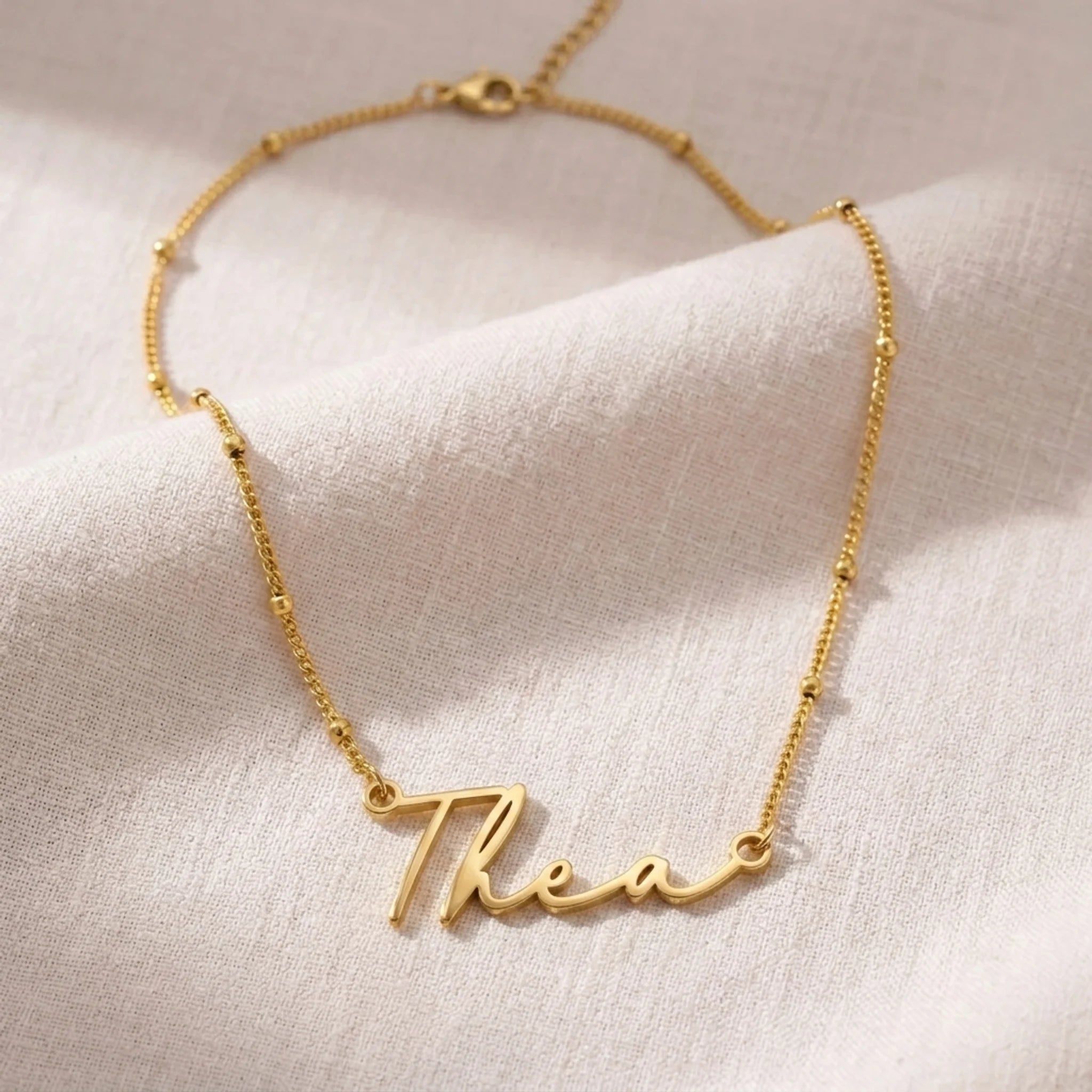Thea Name Necklace | 18ct Gold, Silver & Vermeil | Ready to Ship