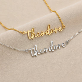Theodore Name Necklace | 18ct Gold, Silver & Vermeil | Ready to Ship
