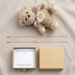 To the Beautiful Mum-to-Be Bracelet Set & Personalised Teddy Bear