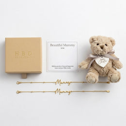 To the Beautiful Mum-to-Be Bracelet Set & Personalised Teddy Bear