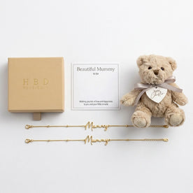 To the Beautiful Mum-to-Be Bracelet Set & Personalised Teddy Bear