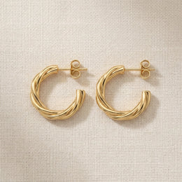 Twisted Hoop Stud Earrings – Sculptural Modern Hoops for Everyday Wear
