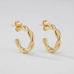Twisted Hoop Stud Earrings – Sculptural Modern Hoops for Everyday Wear