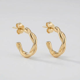 Twisted Hoop Stud Earrings – Sculptural Modern Hoops for Everyday Wear