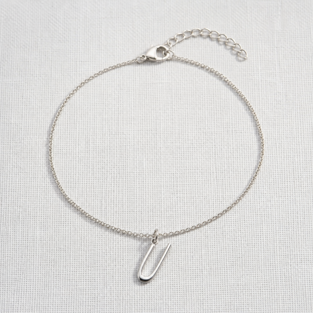 U Bracelet | Initial & Letter U Charm, Gold & Silver