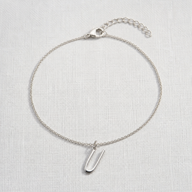 U Bracelet | Initial & Letter U Charm, Gold & Silver