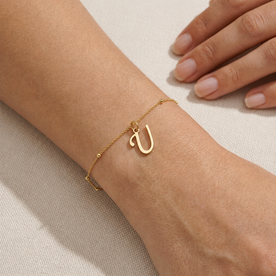 U Bracelet | Initial & Letter U Charm, Gold & Silver