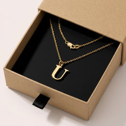 U Necklace | Initial & Letter U Pendant, Gold & Silver