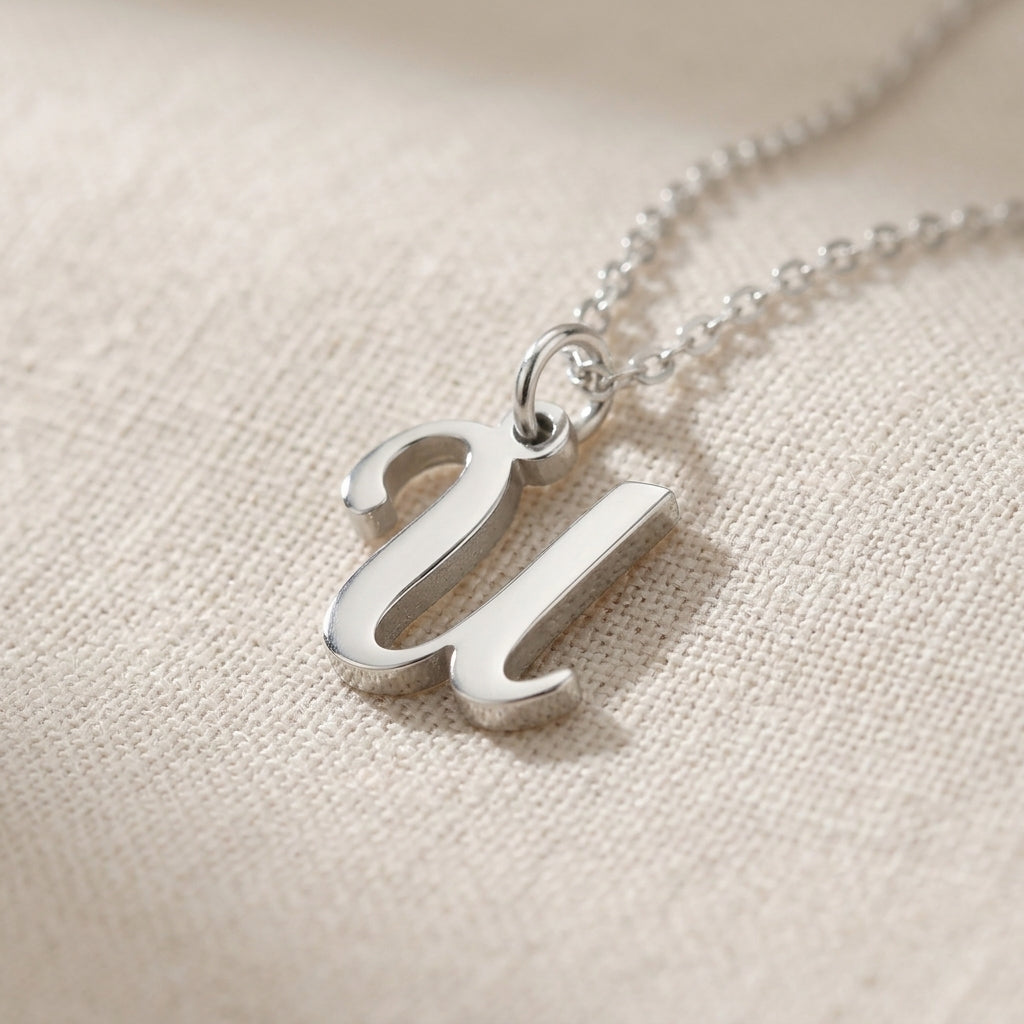 U Necklace | Initial & Letter U Pendant, Gold & Silver
