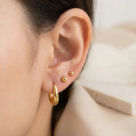 "V" Hinged Huggie Earrings in 18ct Gold & Sterling Silver