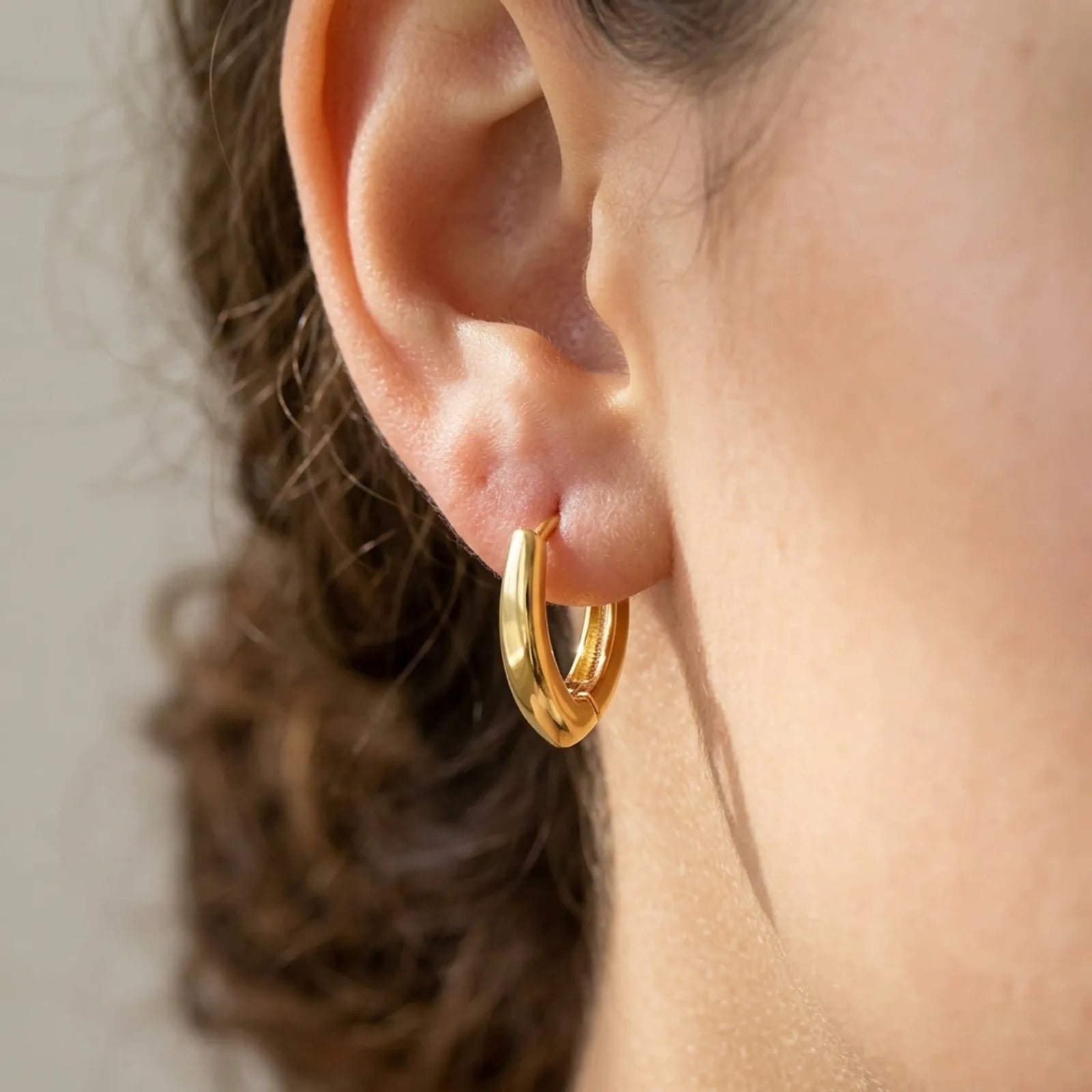 "V" Hinged Huggie Earrings in 18ct Gold & Sterling Silver