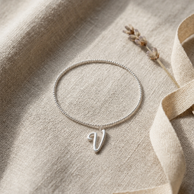 V Bracelet | Initial & Letter V Charm, Gold & Silver