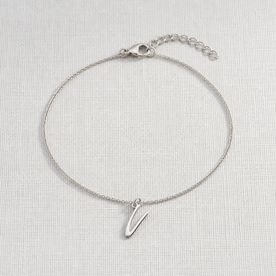 V Bracelet | Initial & Letter V Charm, Gold & Silver