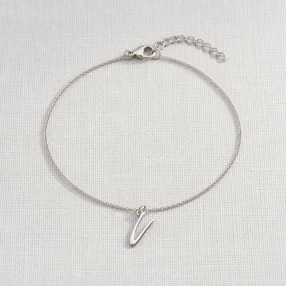 V Bracelet | Initial & Letter V Charm, Gold & Silver