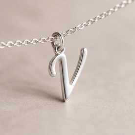 V Bracelet | Initial & Letter V Charm, Gold & Silver