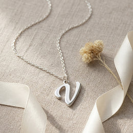 V Necklace | Initial & Letter V Pendant, Gold & Silver
