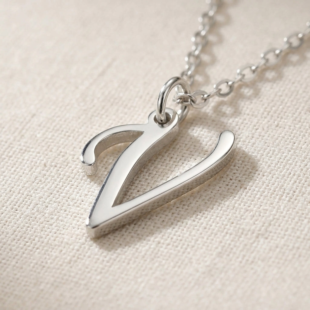 V Necklace | Initial & Letter V Pendant, Gold & Silver