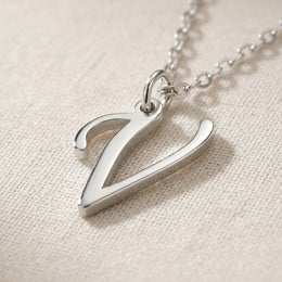 V Necklace | Initial & Letter V Pendant, Gold & Silver