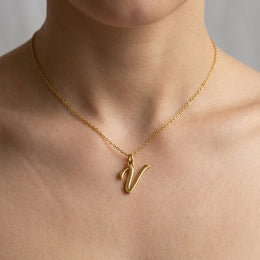 V Necklace | Initial & Letter V Pendant, Gold & Silver