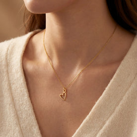 Signature Heart Necklace in Gold or Silver – Dainty Open-Heart Pendant, 15"–20"
