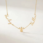 Necklace Vermeil / Style 1 / 18" Inches Double Name with Angel Necklace HBD