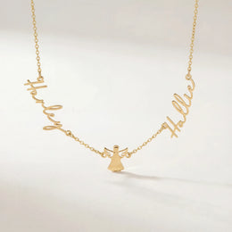 Angel Name Necklace with Two Names – Personalised Gold & Silver Gift