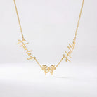 Necklace Vermeil / Style 1 / 18" Inches Double Name with Butterfly Necklace HBD