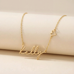 Personalised Name & Heart Necklace | Custom Name Necklace | HBD