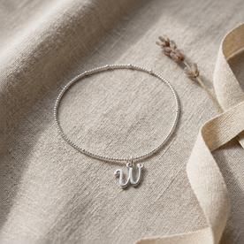 W Bracelet | Initial & Letter W Charm, Gold & Silver