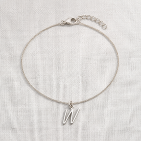 W Bracelet | Initial & Letter W Charm, Gold & Silver
