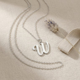 W Necklace | Initial & Letter W Pendant, Gold & Silver